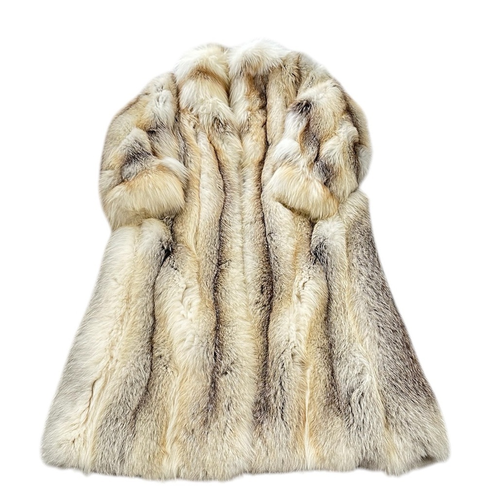 Unisex Golden Isle Shadow Fox Fur Coat Full Length - Picture 4 of 16